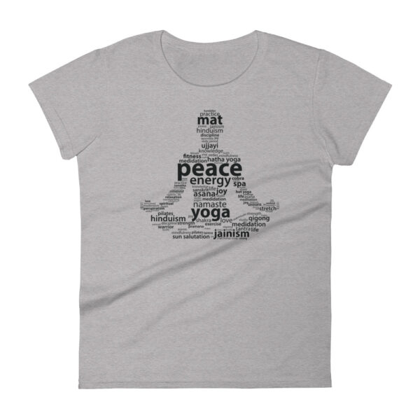 Yoga Meditationspose Wortwolke Damen T-Shirt Heather Grau