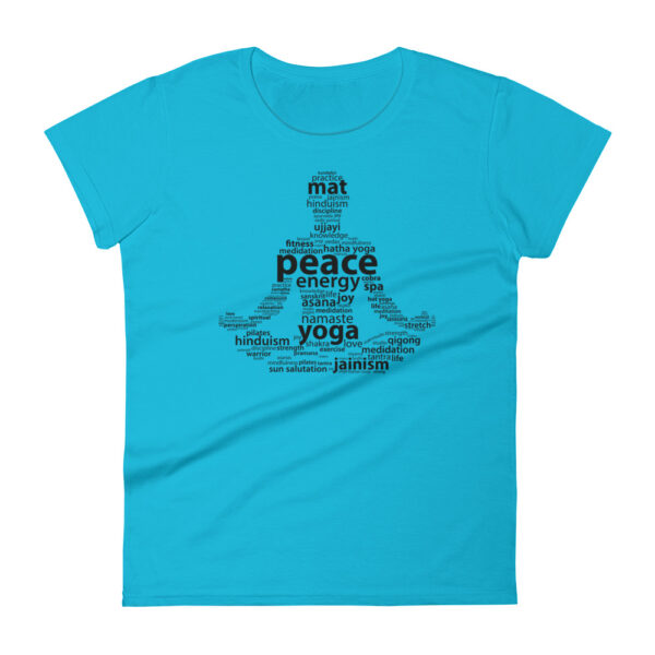 Yoga Meditationspose Wortwolke Damen T-Shirt Karibikblau