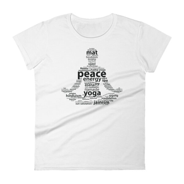 Yoga Meditationspose Wortwolke Damen T-Shirt Weiß