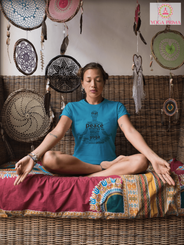 Frau meditieren Esoterik Umfeld Yoga Meditation Damen T-Shirt Karibikblau